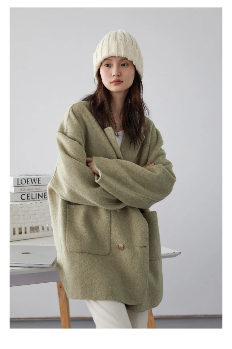 Women’s Luxury Wool-Blend Long Coat