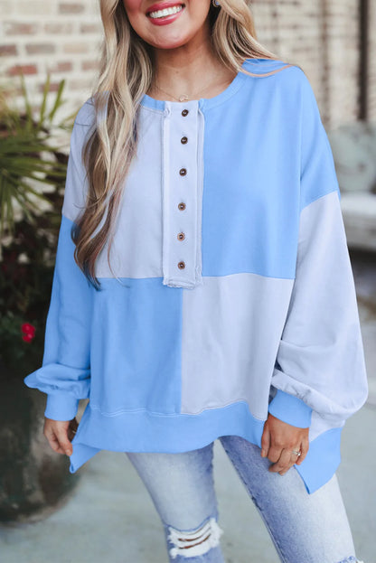 Trendy Contrast Buckle Sweatshirt
