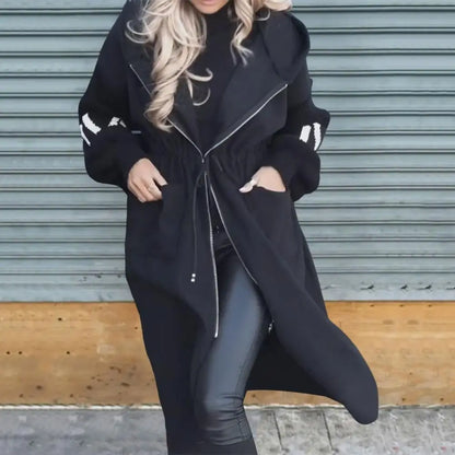 Cozy Script Knit Sleeve Hooded Coat