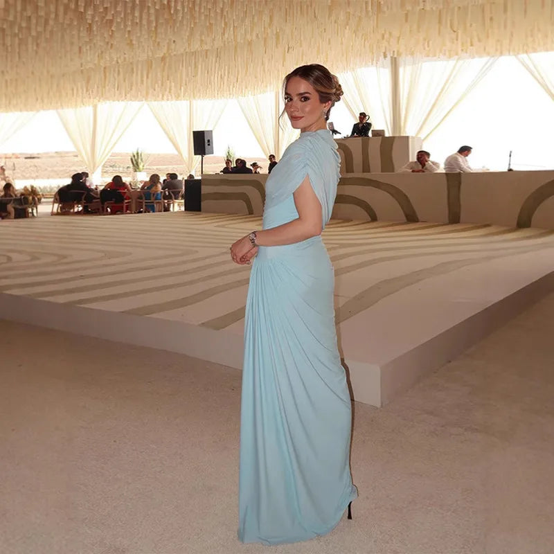 Graceful Pleats Elegant Evening Gown