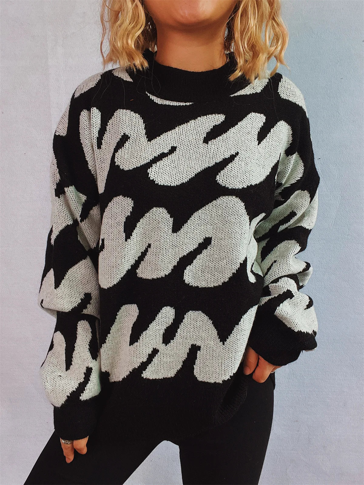 Stripe Craft Patchwork Knit Pullover