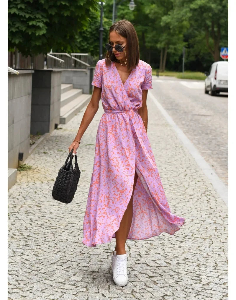 Boho Floral V-neck Maxi Dress