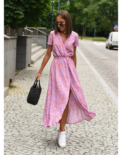 Boho Floral V-neck Maxi Dress
