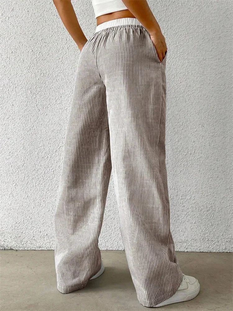 Striped Wide Leg Woven Pants