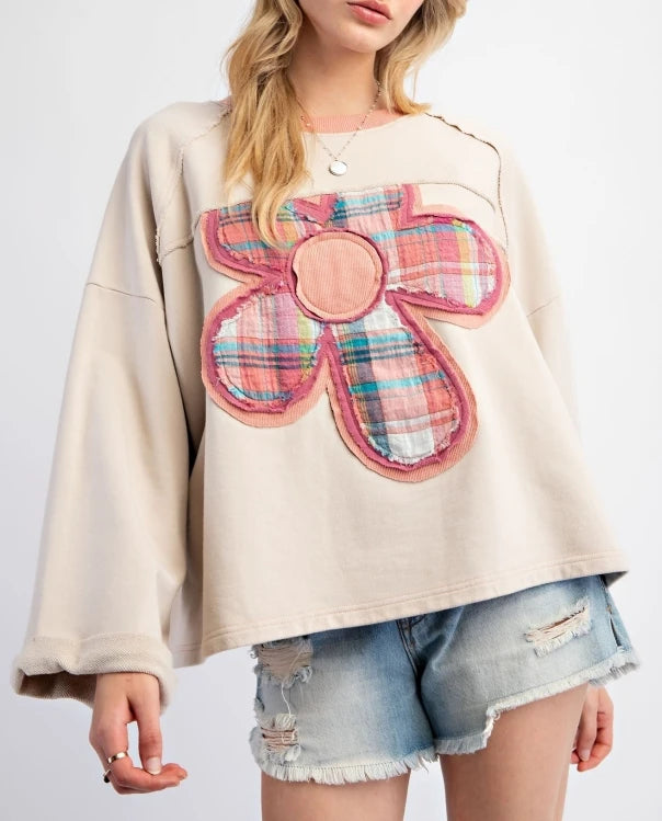 Sweet Floral Patch Hoodie