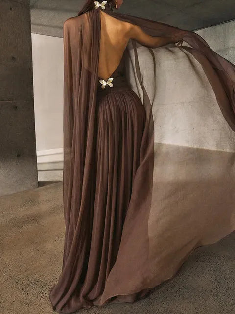 Midnight Metal Elegance Maxi Dress