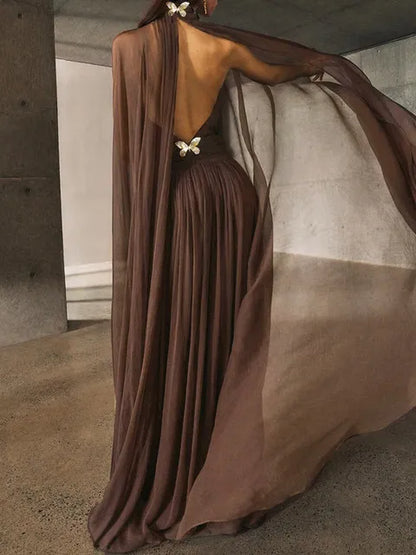 Midnight Metal Elegance Maxi Dress