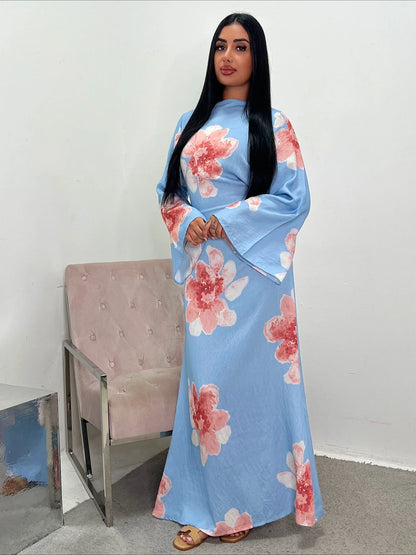 Floral Grace Modest Kaftan Dress
