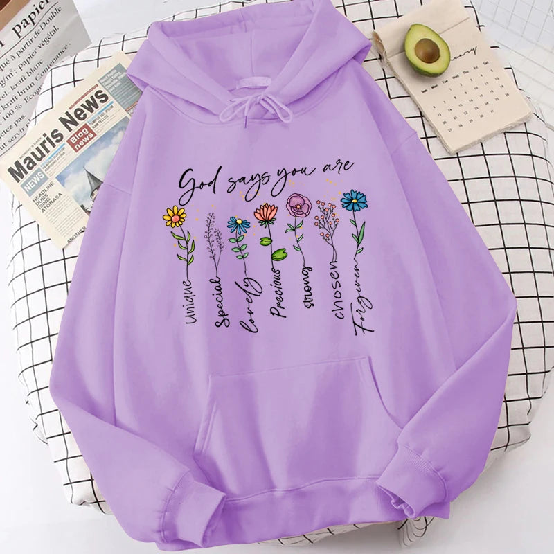 Funny Flower Print Hooded Sweatshirt