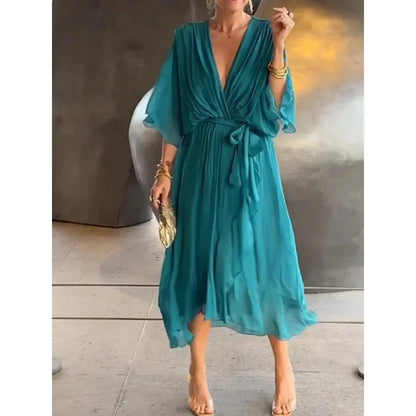 Chic V-Neck Long Dress