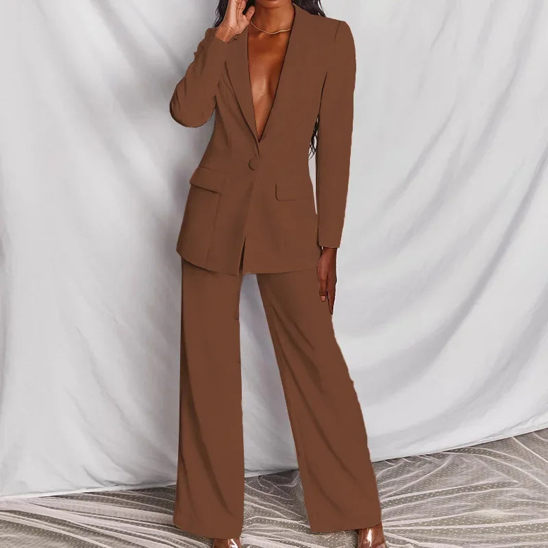 Elegant Long Sleeve Suit & Pants Set