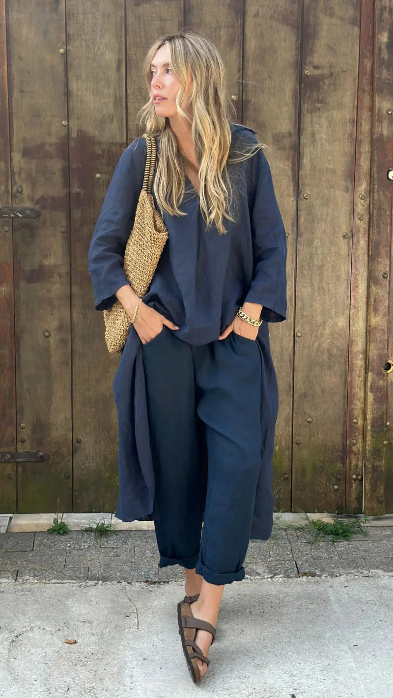 Modern Grace V-Neck Pants Set