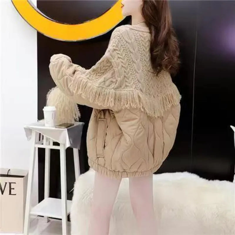 TasselEase Spliced Knit Winter Cardigan