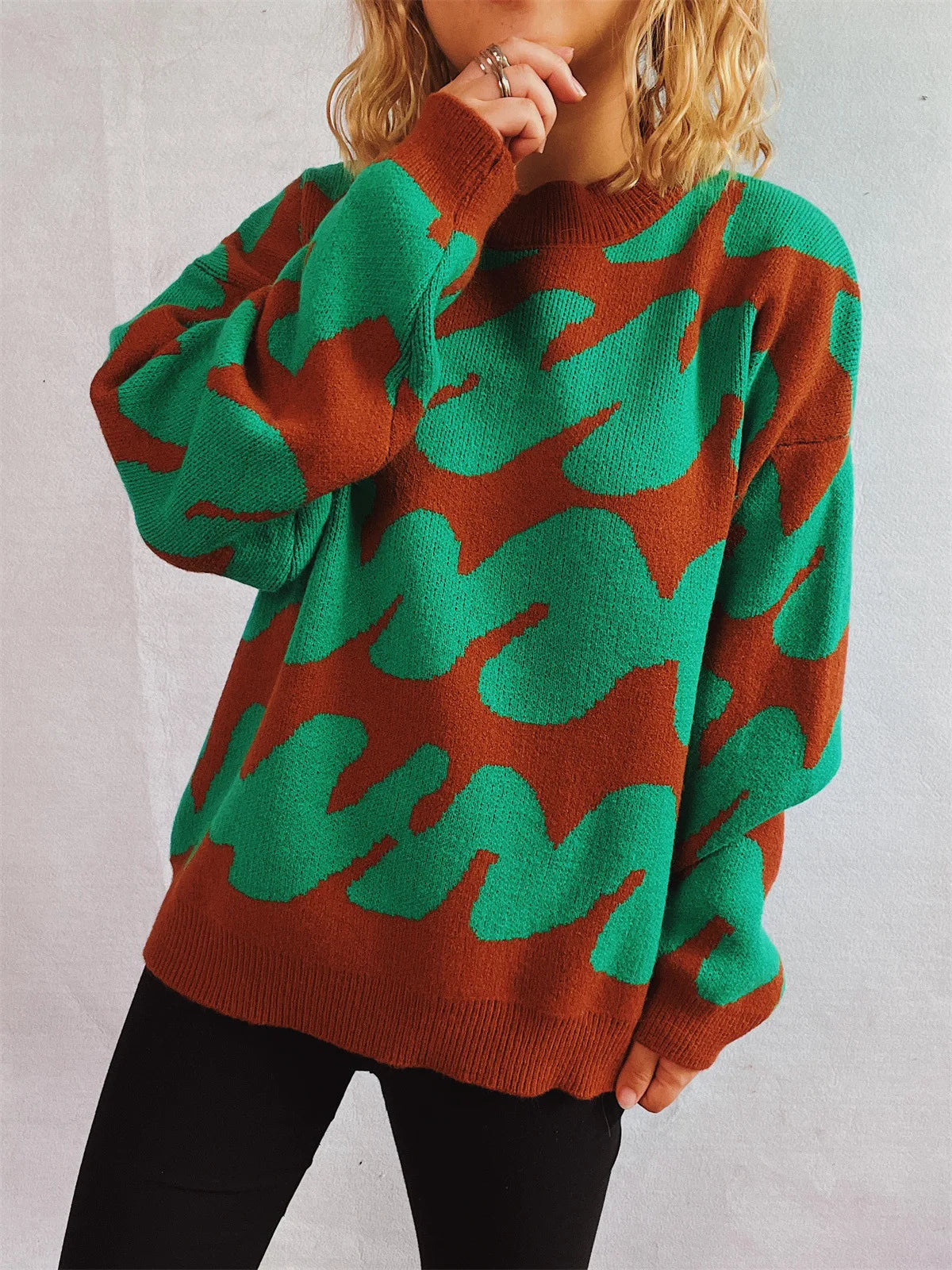 Stripe Craft Patchwork Knit Pullover