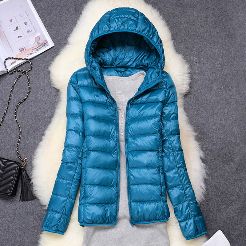 Women's Lightweight Hooded Duck Down Puffer Jacket