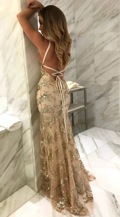 Starluxe Sequin Mesh Evening Gown