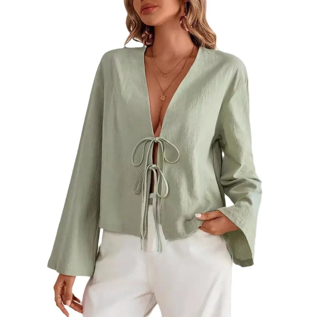 INS Style Cotton V-Neck Top