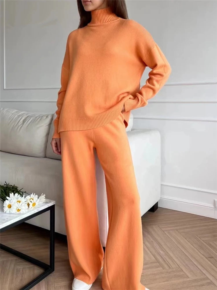 Knitted Turtleneck 2-Piece Tracksuit