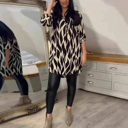 Printed Chiffon Notch Shirt