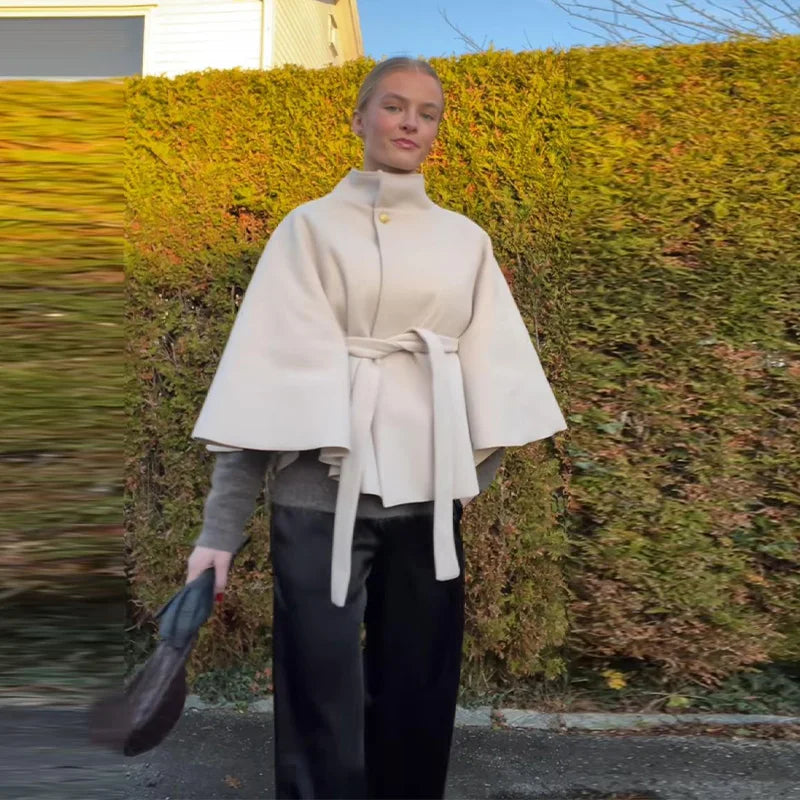 Snow Aura Belted Woolen Shawl