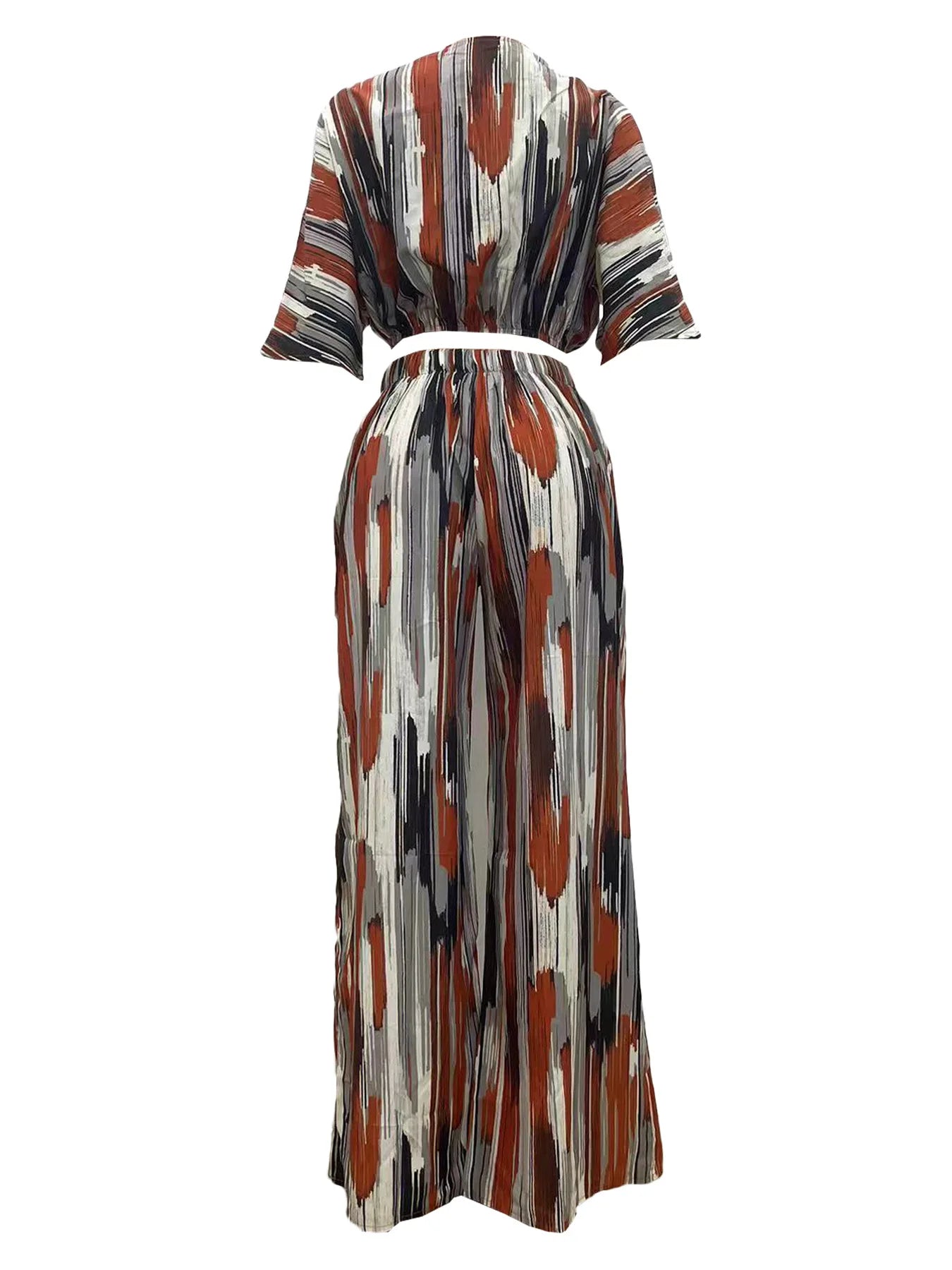 Striped V-Neck Two-Piece Set