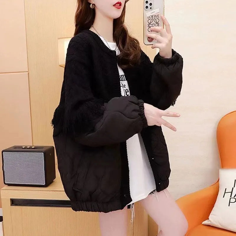 TasselEase Spliced Knit Winter Cardigan