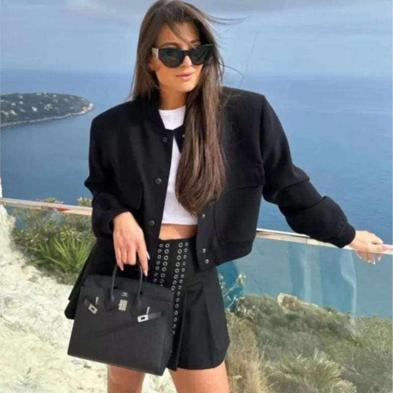 Cropped Bomber Aviator Jacket Women