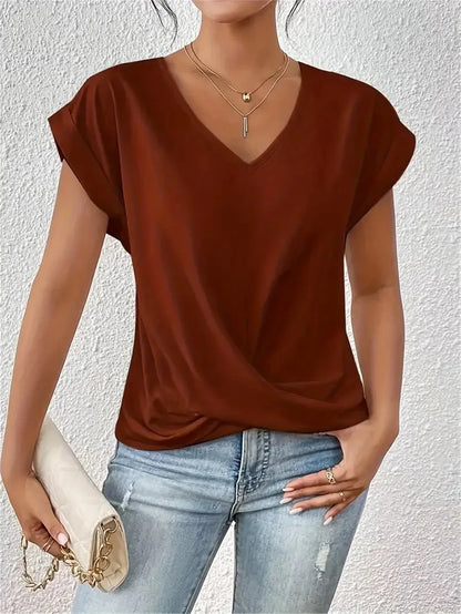 Irregular Knot V-Neck Tee