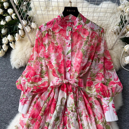 Silk Chiffon Floral A-Line Dress