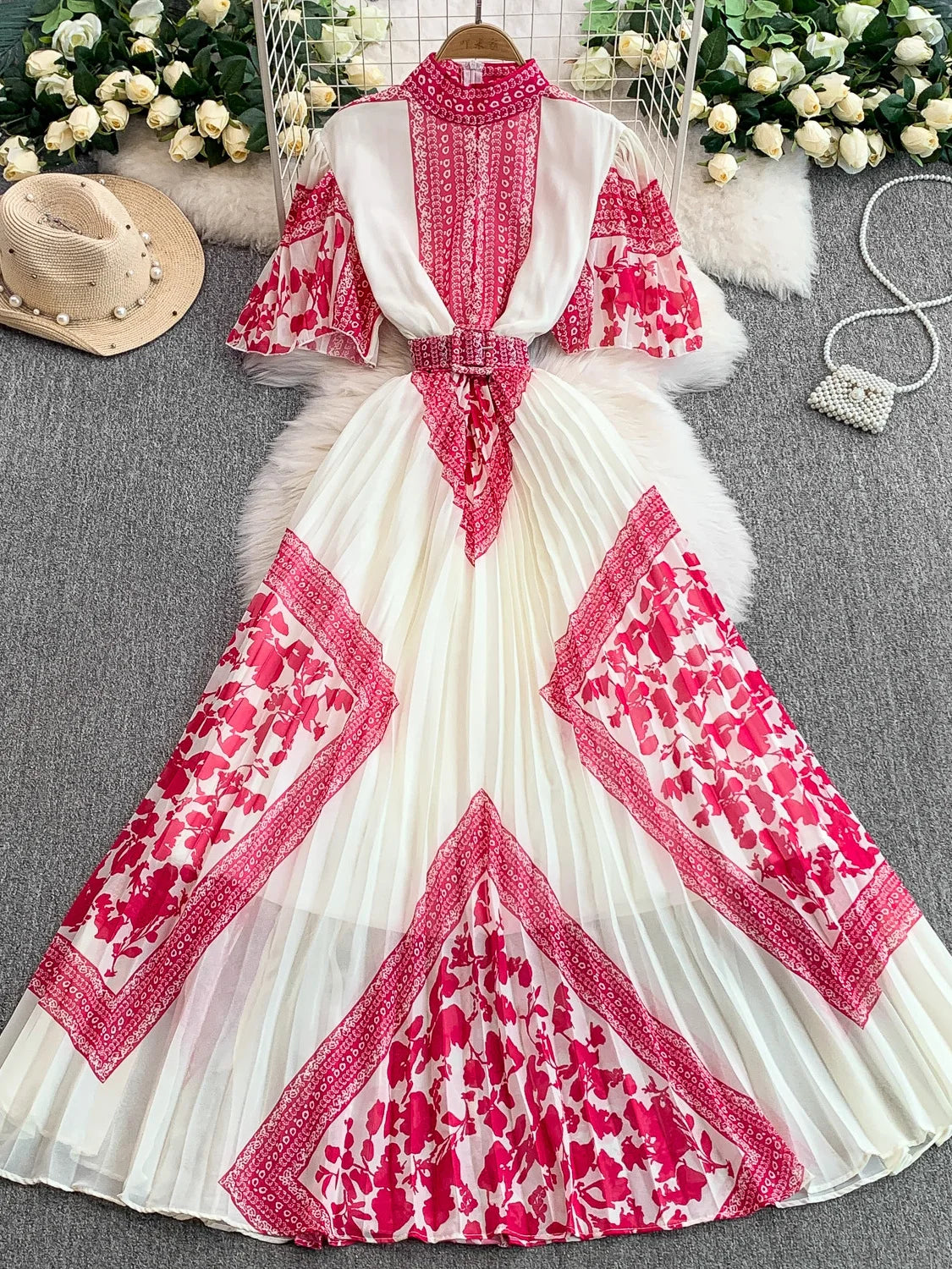 Retro Grace High Waist Midi Dress