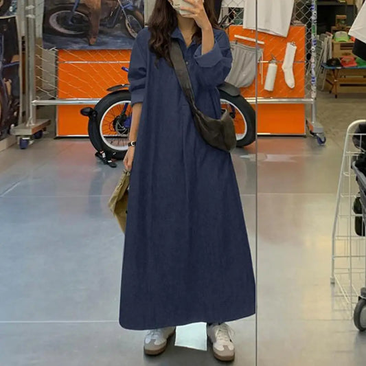 Oversized Korean Denim Maxi Dress