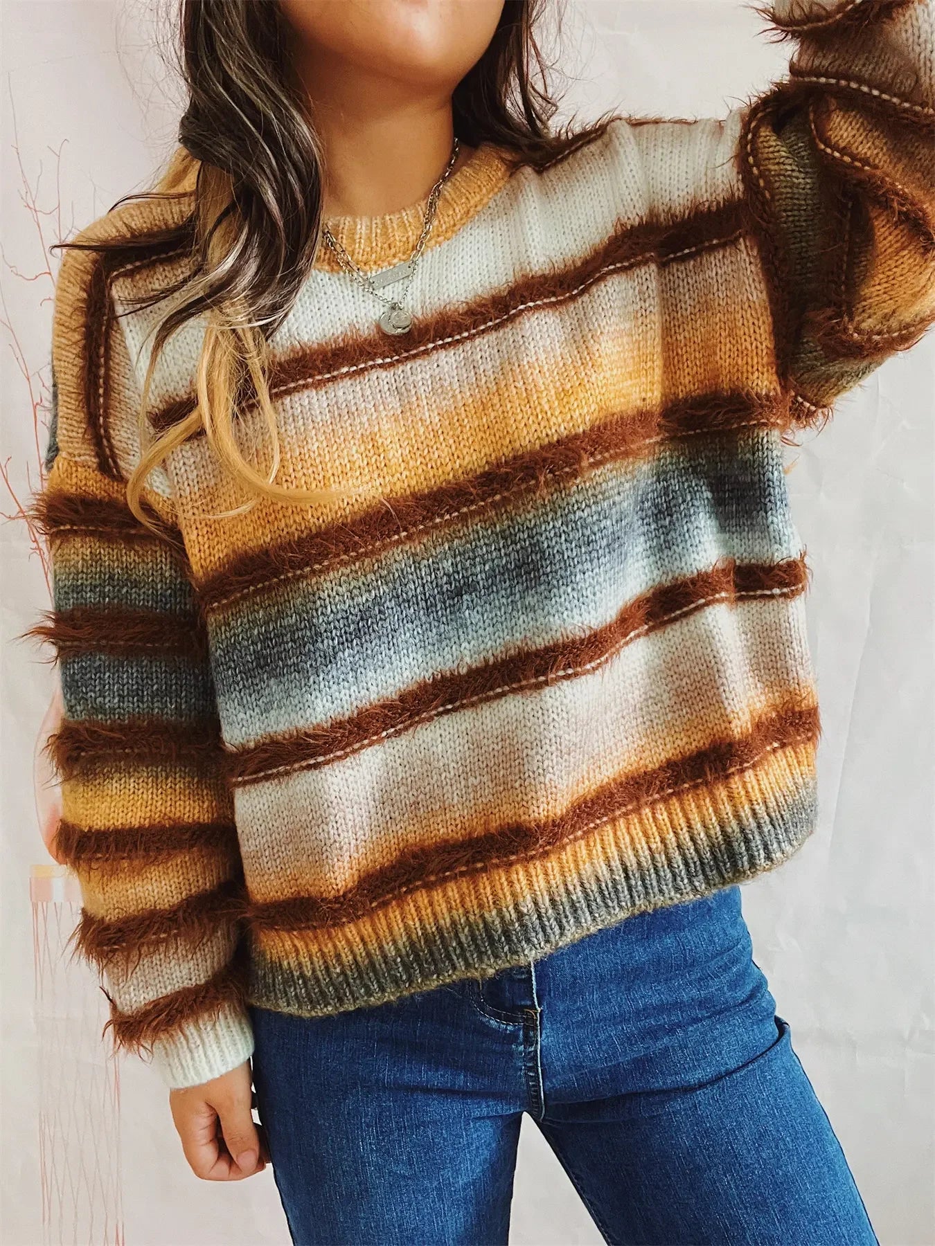 Cozy Gradient Stripe Knit Sweater