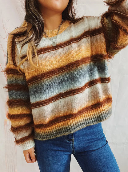 Cozy Gradient Stripe Knit Sweater