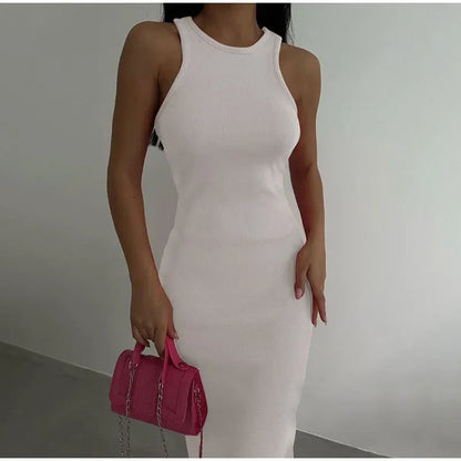 SculptKnit Sleeveless Split Midi Dress