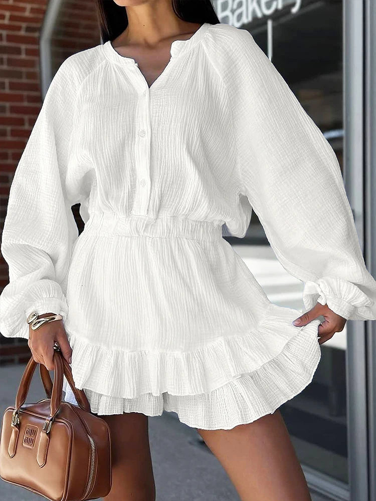 Autumn Streetwear V-Neck Knitted Dress