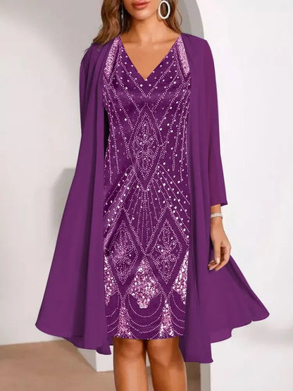 Vintage Elegance Chiffon Dress Set