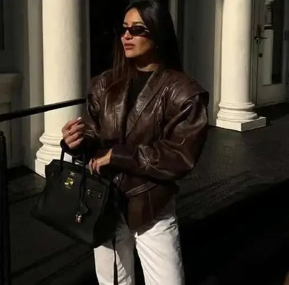 Lace-Up Faux Leather Jacket