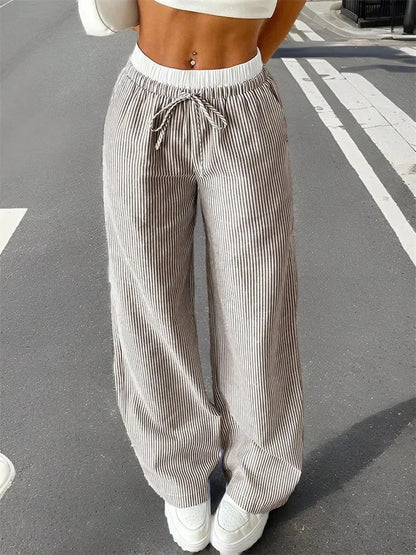 Striped Wide Leg Woven Pants