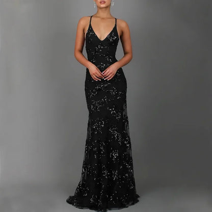 Starluxe Sequin Mesh Evening Gown