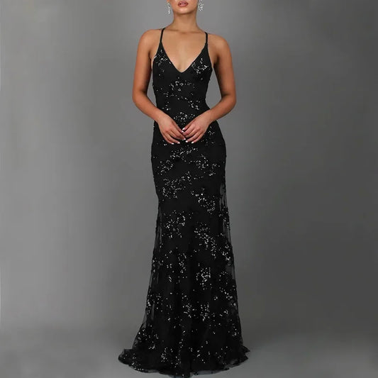 Starluxe Sequin Mesh Evening Gown
