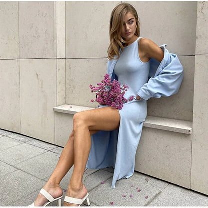 SculptKnit Sleeveless Split Midi Dress
