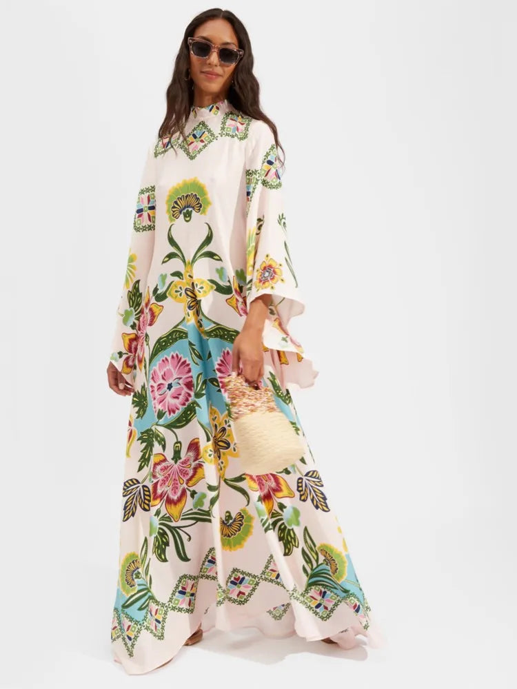 Vintage Muse Printed Maxi Dress