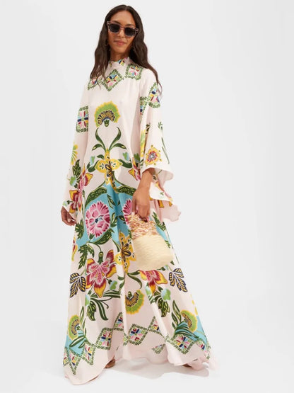 Vintage Muse Printed Maxi Dress