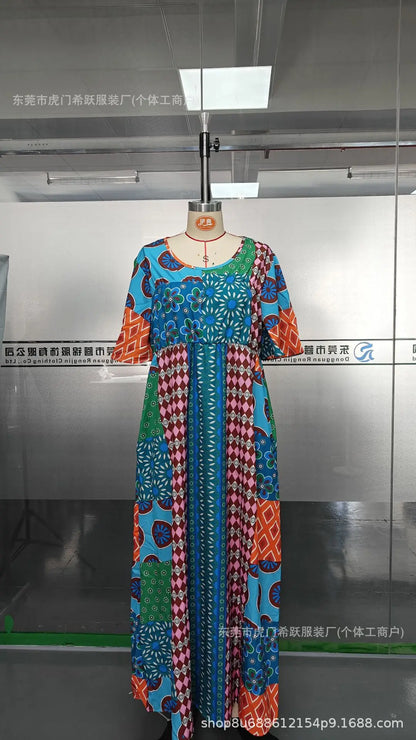 Boho Grace Retro V-Neck Dress