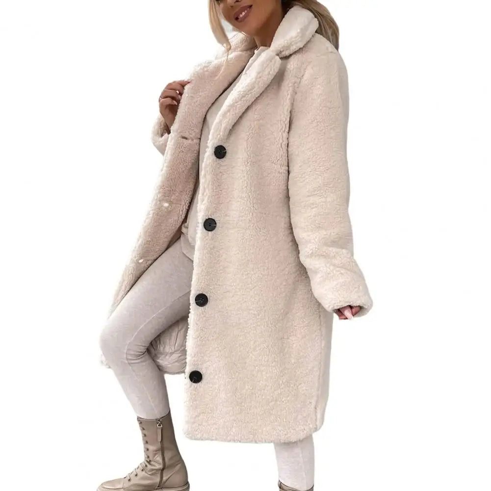 Long Plush Windproof Trench Coat