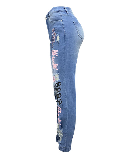 Stylish Ripped Denim Slim Fit Jeans