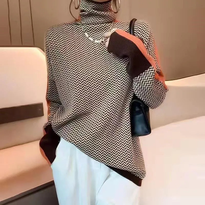Women Knitted Turtleneck Sweate Effortless Style