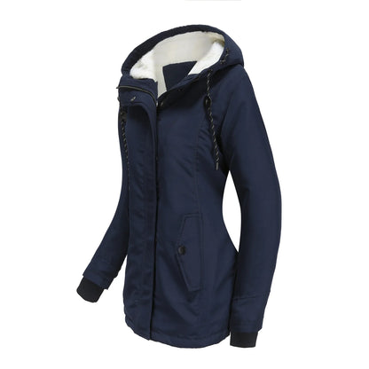 Women’s Thickened Lamb Velvet Parka – Hooded Winter Coat