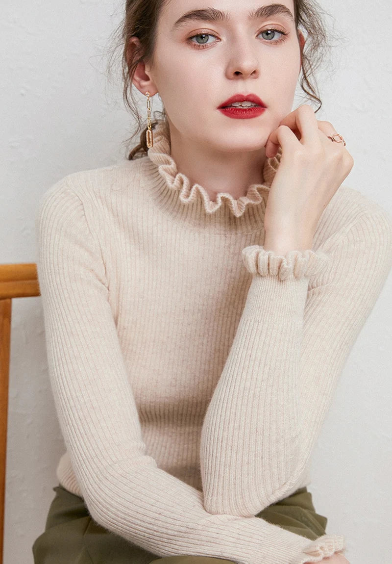Cinched Turtleneck Knit Sweater