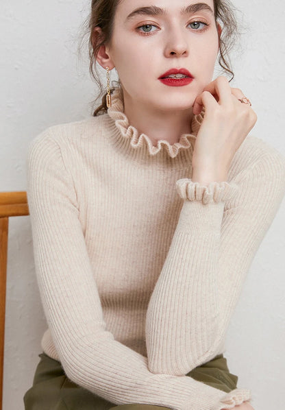 Cinched Turtleneck Knit Sweater